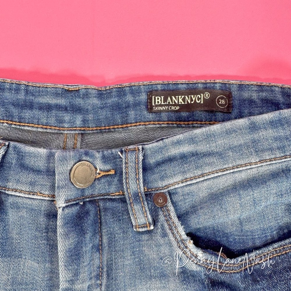 Blank NYC Patchwork Raw Hem Skinny Crop Jeans - Picture 5 of 11